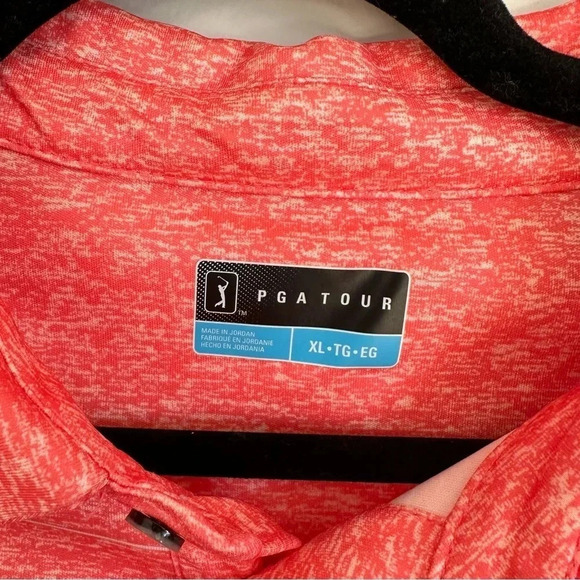 PGA Tour Men’s Short Sleeve Salmon with Silver Stripes Golf Polo Size XL GUC - Picture 4 of 9